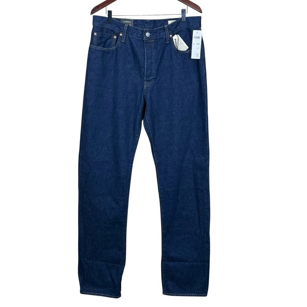 Levi's 501 Selvedge Denim Jeans Men's 32x36 Dark Indigo Straight Leg Button Fly